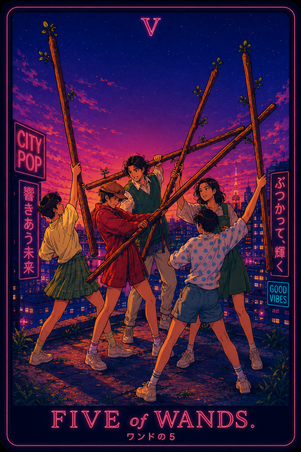 완드 5 (Five of Wands)